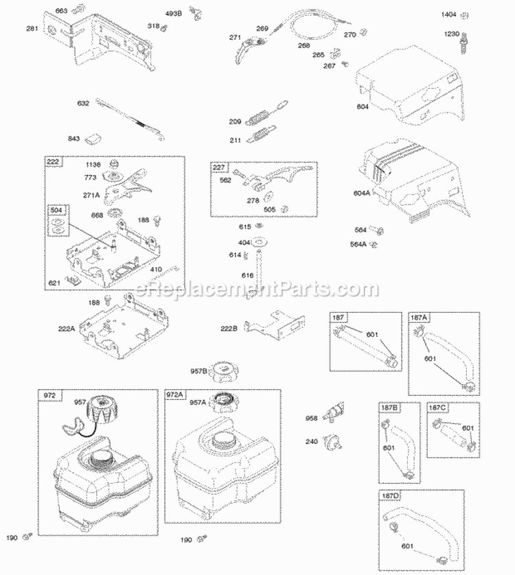 Controls Fuel Supply Governor Spring Diagram and Parts List for 205337-0317-H1  Briggs and Stratton Engine